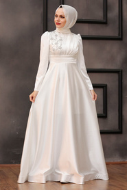 Neva Style - Luxury Ecru Modest Evening Gown 22010E - Thumbnail