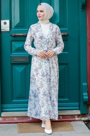 Ecru Hijab Kimono 5651E - Thumbnail