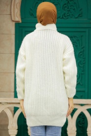 Ecru Hijab Knitwear Sweater 30051E - Thumbnail