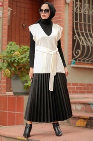 Ecru Hijab Knitwear Sweater 46500E - Thumbnail