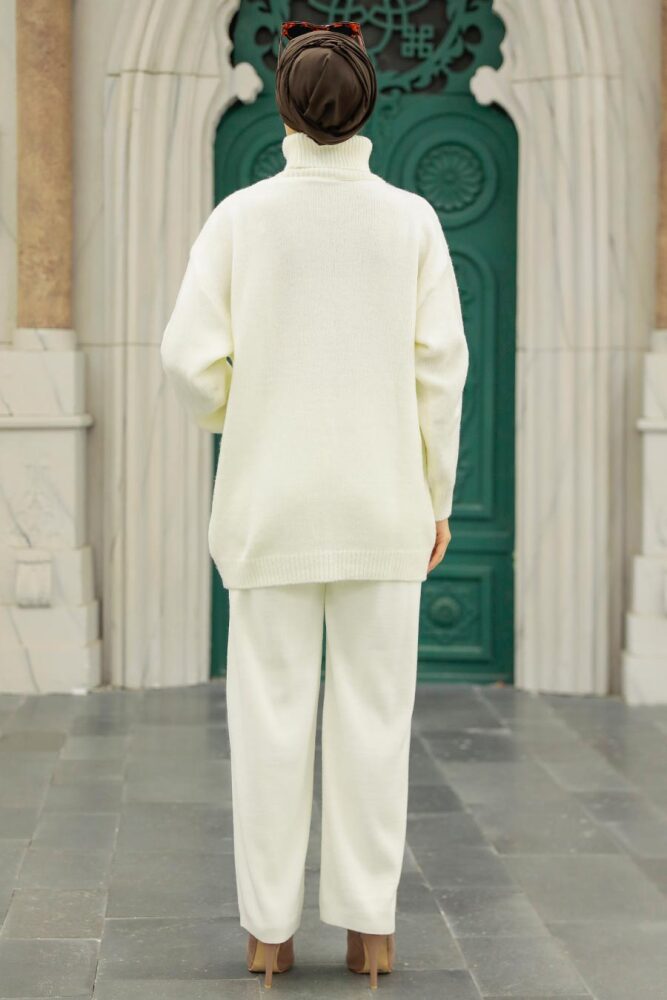 Ecru Hijab Knitwear Sweater 50501E - 3