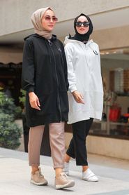 Ecru Hijab Sweatshirt 6165E - Thumbnail