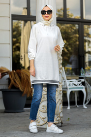 Ecru Hijab Sweatshirt & Tunic 40231E - Thumbnail