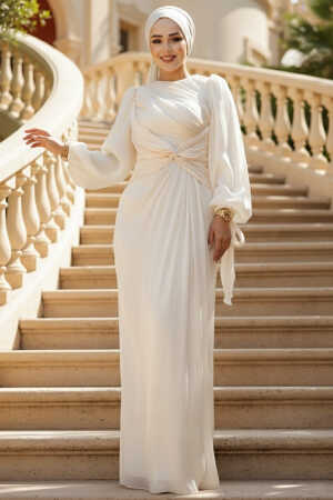 Ecru Modest Gown 47261E - 1