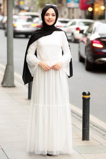 Ecru - Nayla Collection - Robe Hijab 100412E - 1