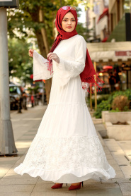 Ecru - Nayla Collection -Robe Hijab 100415E - Thumbnail