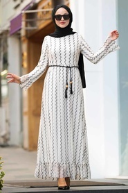 Ecru - Nayla Collection - Robe Hijab 100430E - Thumbnail