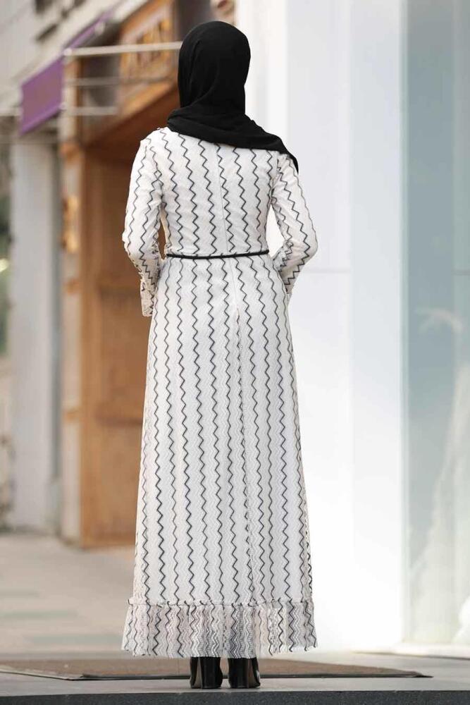 Ecru - Nayla Collection - Robe Hijab 100430E - 2