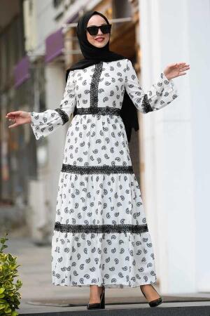 Ecru - Nayla Collection - Robe Hijab 100435E - 1