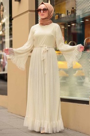 Ecru - Nayla Collection - Robe Hijab - 1340E - Thumbnail