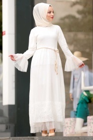 Ecru - Nayla Collection - Robe Hijab - 3598E - Thumbnail