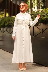 Ecru - Nayla Collection - Robe Hijab - 3664E - Thumbnail