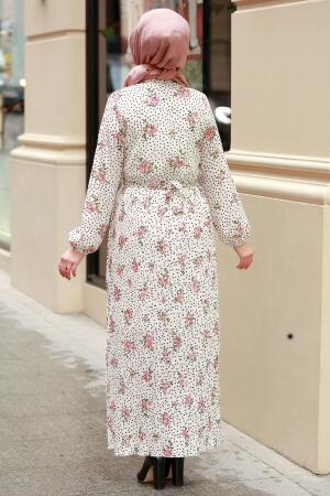 Ecru- Nayla Collection - Robe Hijab 80060E - 2