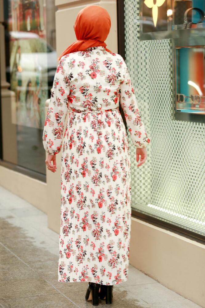 Ecru- Nayla Collection - Robe Hijab 8006E - 2