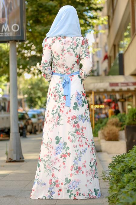 Ecru - Nayla Collection Robe Hijab 81521E - 2