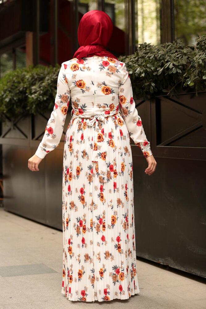 Ecru- Nayla Collection - Robe Hijab 8181E - 2