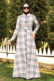 Ecru - Nayla Collection - Robe quotidienne Hijab 8442E - Thumbnail