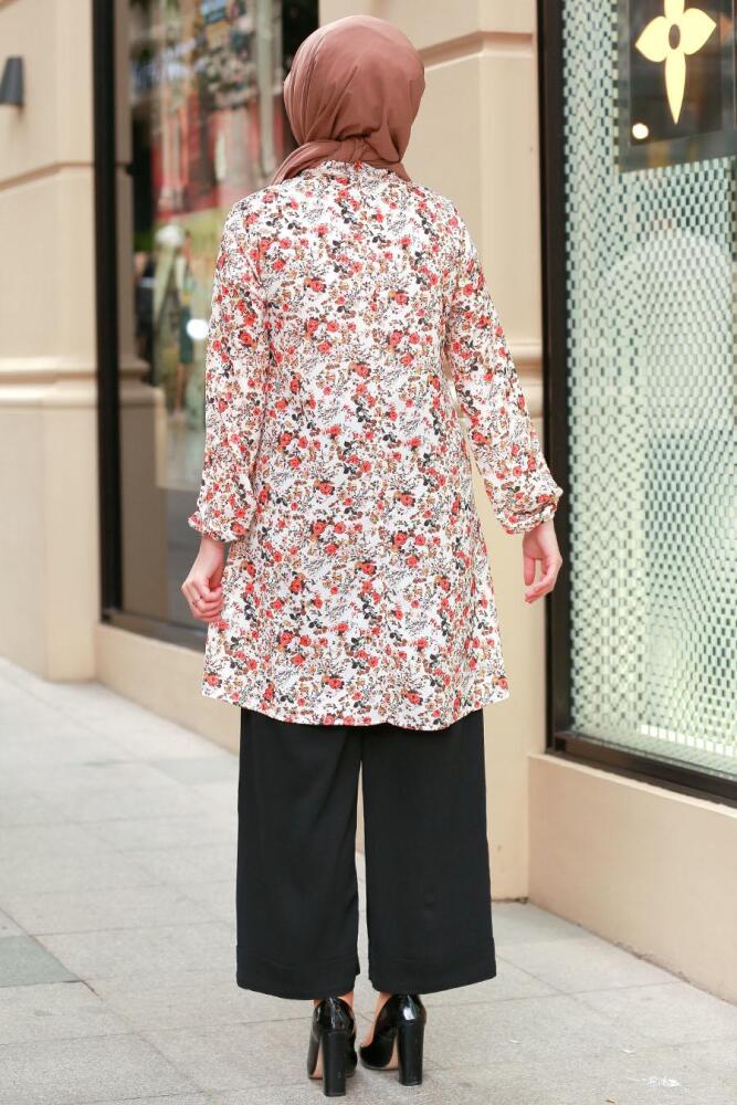Ecru- Nayla Collection - Tunique Hijab 40271E - 2