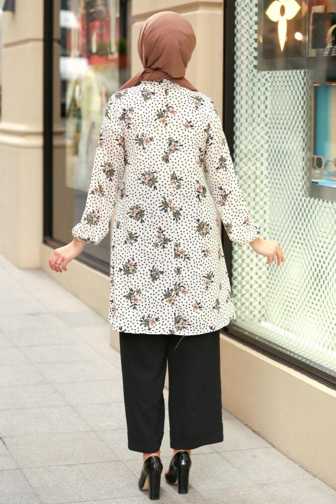 Ecru - Nayla Collection - Tunique Hijab 40273E - 2