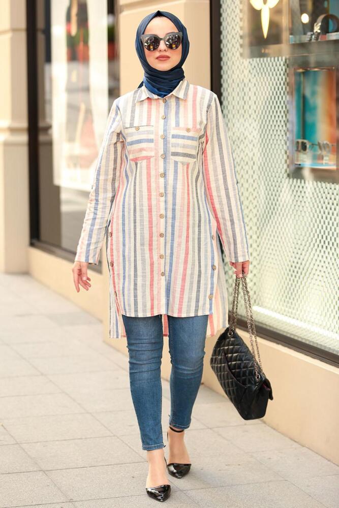 Ecru - Nayla Collection - Tunique Hijab 4091E - 2