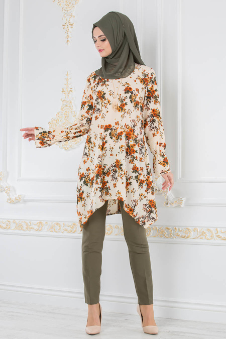 Ecru - Nayla Collection - Tunique Hijab 8109E