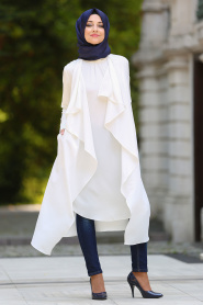 Ecru - Neva Style - cardigan hijab 52740E - Thumbnail