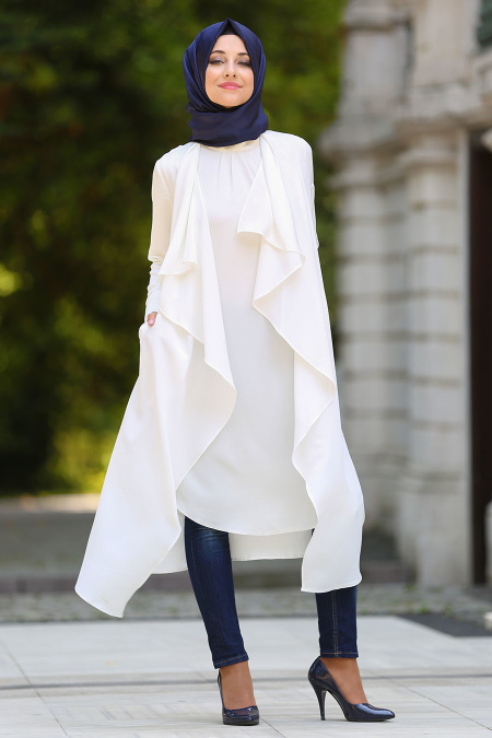 Ecru - Neva Style - cardigan hijab 52740E