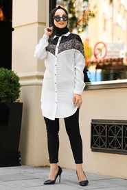 Ecru - Neva Style - Hijab Chemise - 38030E - Thumbnail