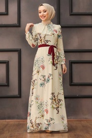 Ecru - Neva Style - Robe Hijab - 815247E - Thumbnail
