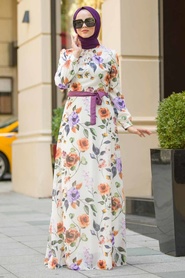 Ecru - Neva Style - Robe Hijab - 815249E - Thumbnail
