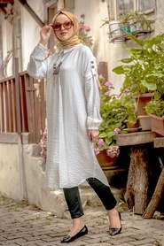 Ecru - Neva Style - Robe Hijab - Tunique Hijab - 36220E - Thumbnail