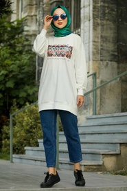 Ecru - Neva Style - Sweat-shirt et tunique - 11380E - Thumbnail