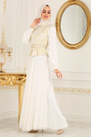 Ecru - Puane - Robes de Soirée 4715E - Thumbnail