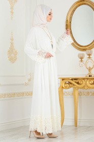 Ecru - Tesettürlü Abiye Elbise - Robes de Soirée 37581E - Thumbnail