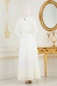 Ecru - Tesettürlü Abiye Elbise - Robes de Soirée 37581E - Thumbnail