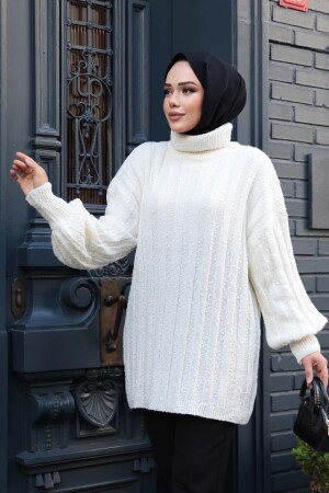 Ekru Tesettür Triko Kazak Tunik 27502E - 1