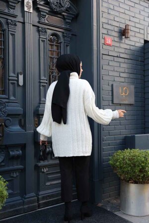 Ekru Tesettür Triko Kazak Tunik 27502E - 3