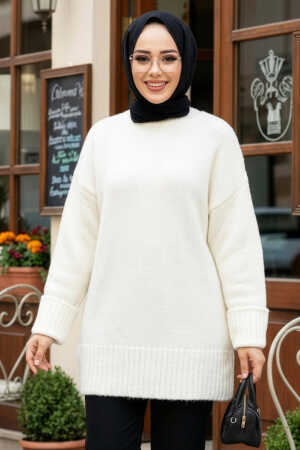 Ekru Tesettür Triko Kazak Tunik 87181E 
