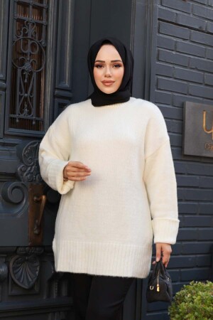 Ekru Tesettür Triko Kazak Tunik 87181E - 2