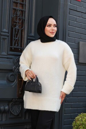 Ekru Tesettür Triko Kazak Tunik 87181E - 3