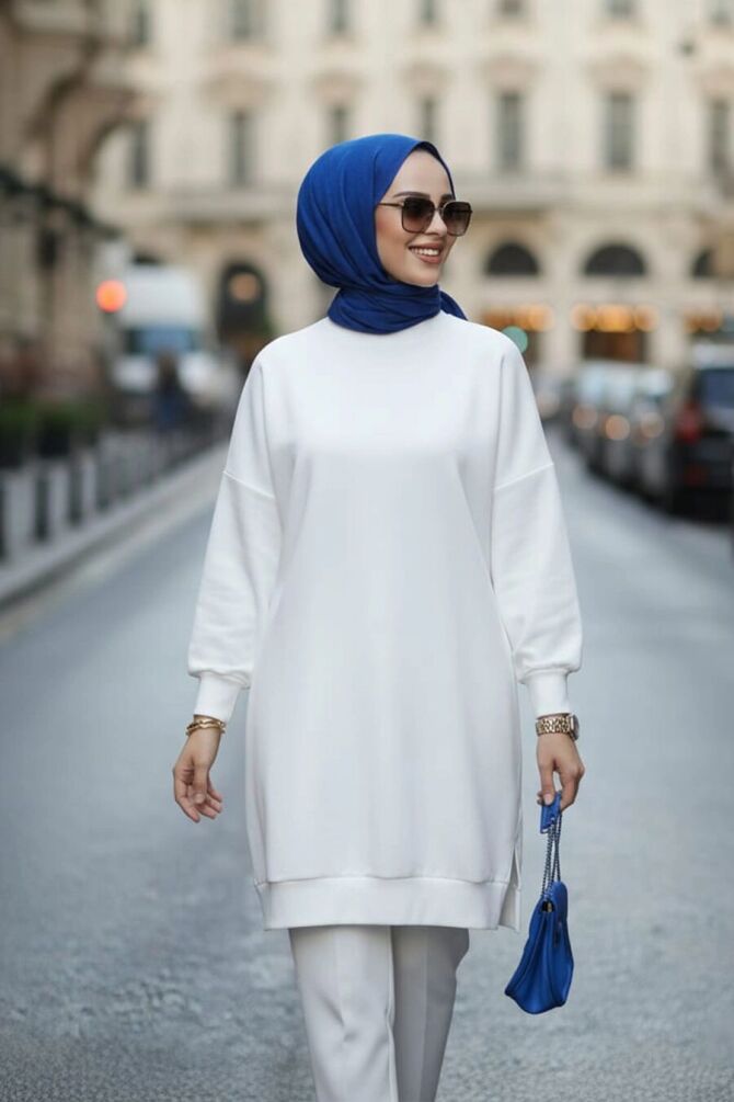 Ekru Tesettür Tunik 30644E - NEVA STYLE