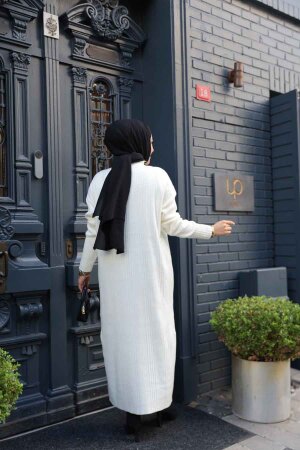 Ekru Triko Tesettür Elbise 27504E - 4