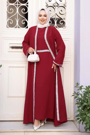 Elbiseli Bordo Tesettür İkili Takım 76852BR - 2