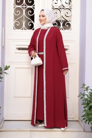 Elbiseli Bordo Tesettür İkili Takım 76852BR - 3