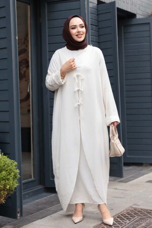 Elbiseli Ekru Tesettür İkili Takım 76091E - 3