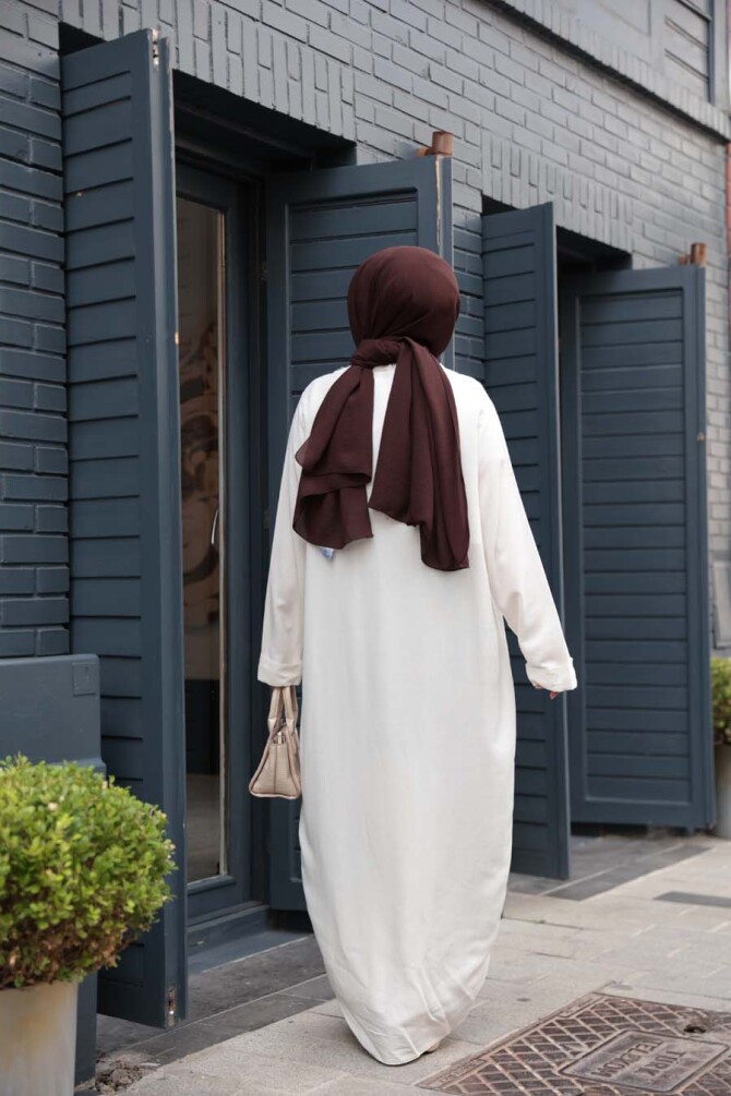 Elbiseli Ekru Tesettür İkili Takım 76091E - 4