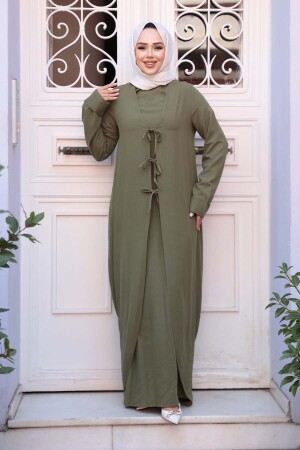 Elbiseli Haki Tesettür İkili Takım 76091HK - 2