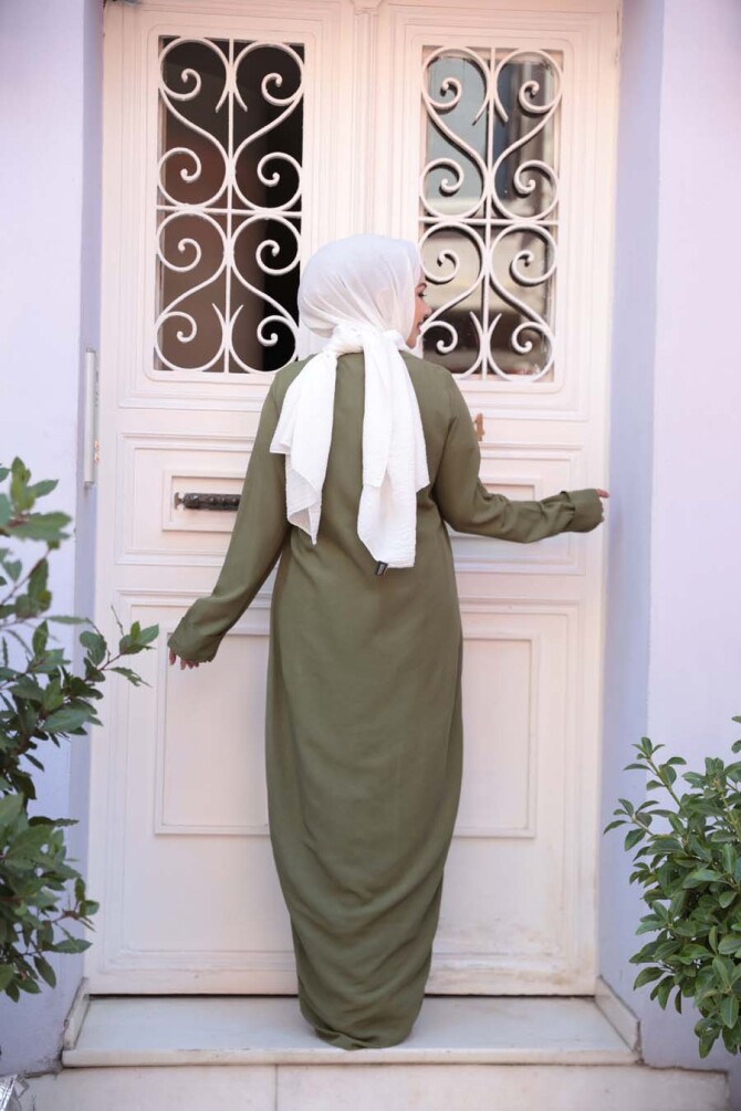 Elbiseli Haki Tesettür İkili Takım 76091HK - 3