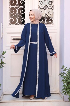 Elbiseli Lacivert Tesettür İkili Takım 76852L 