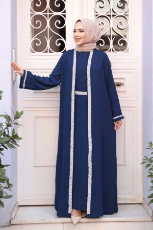 Elbiseli Lacivert Tesettür İkili Takım 76852L - 2